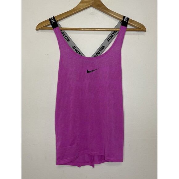 Nike Dri Fit Just Do It Racerback Pink Fuscia Tank Top  Womens Small Open Back - Picture 1 of 8